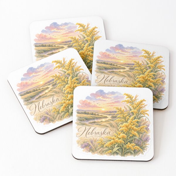 Item preview, Nebraska Goldenrod Prairie River Watercolor Sticker designed and sold by Whimspired By Paxx.