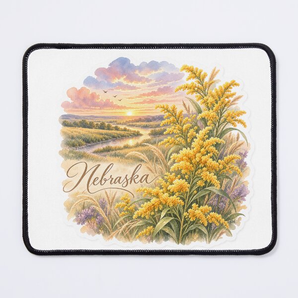 Item preview, Nebraska Goldenrod Prairie River Watercolor Sticker designed and sold by Whimspired By Paxx.