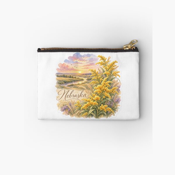 Item preview, Nebraska Goldenrod Prairie River Watercolor Sticker designed and sold by Whimspired By Paxx.