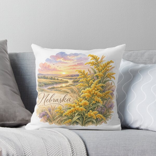 Item preview, Nebraska Goldenrod Prairie River Watercolor Sticker designed and sold by Whimspired By Paxx.
