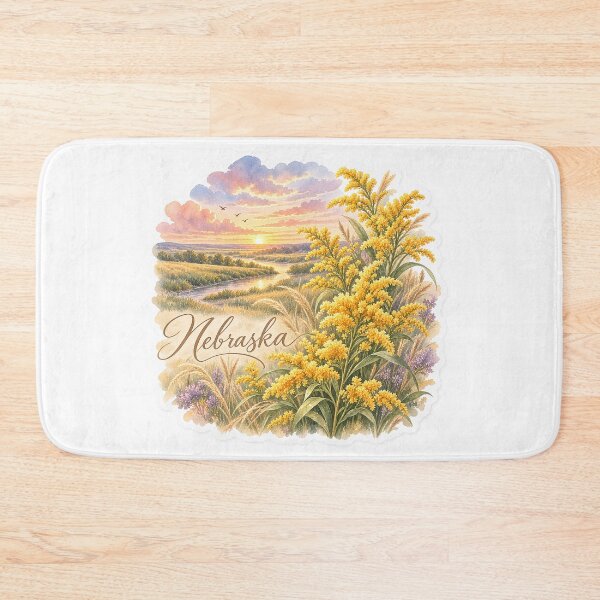 Item preview, Nebraska Goldenrod Prairie River Watercolor Sticker designed and sold by Whimspired By Paxx.