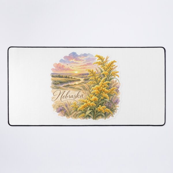 Item preview, Nebraska Goldenrod Prairie River Watercolor Sticker designed and sold by Whimspired By Paxx.