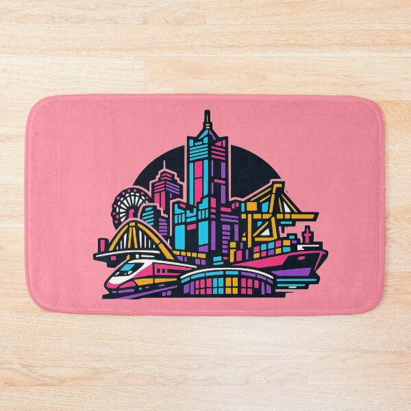 Item preview, Kaohsiung City Skyline Neon Synthwave Taiwan Cyberpunk designed and sold by KungPowUnicorn.