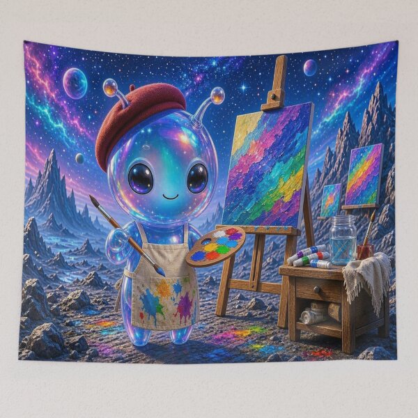 Item preview, Cute Alien Medanix - Cosmic Painter in Galaxy Space Art designed and sold by Breezes-of-Ida.