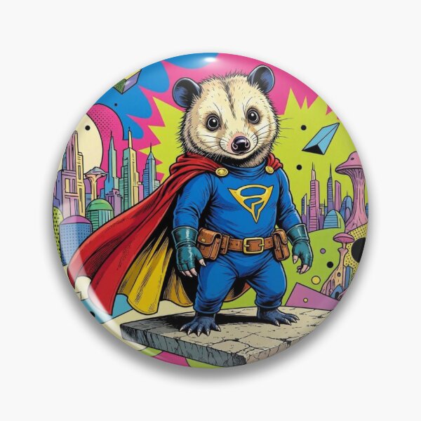 Item preview, Superhero Opossum – Pop Art Comic Style Illustration designed and sold by Dogandesighn.