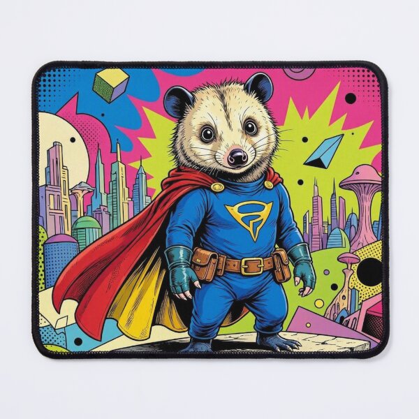Item preview, Superhero Opossum – Pop Art Comic Style Illustration designed and sold by Dogandesighn.