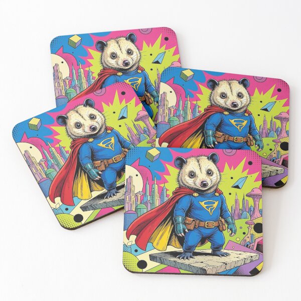 Item preview, Superhero Opossum – Pop Art Comic Style Illustration designed and sold by Dogandesighn.