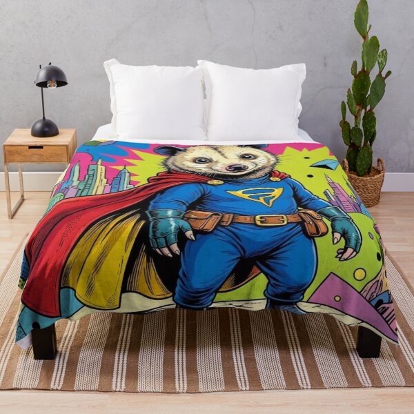 Item preview, Superhero Opossum – Pop Art Comic Style Illustration designed and sold by Dogandesighn.