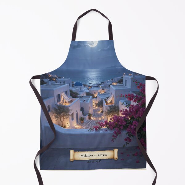 Item preview, Mykonos Moonlit Balcony Streetscape — Romantic Mediterranean Night Art designed and sold by stickercuffs.