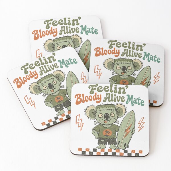 Item preview, Feelin Bloody Alive Mate Zombie Koala Surf Retro Halloween Australian Slang designed and sold by Yellowriversss.