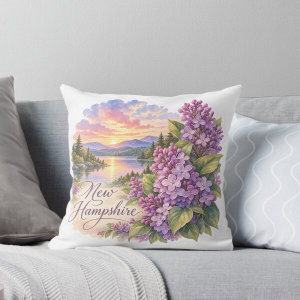 Item preview, New Hampshire Purple Lilacs Mountain Lake designed and sold by Whimspired By Paxx.