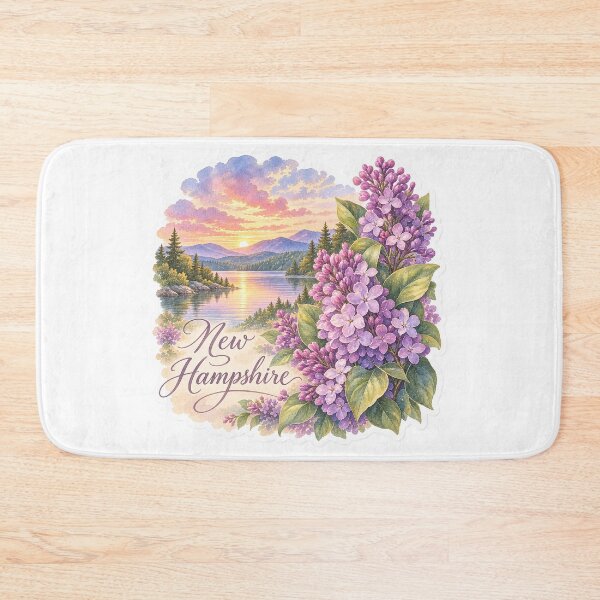 Item preview, New Hampshire Purple Lilacs Mountain Lake designed and sold by Whimspired By Paxx.
