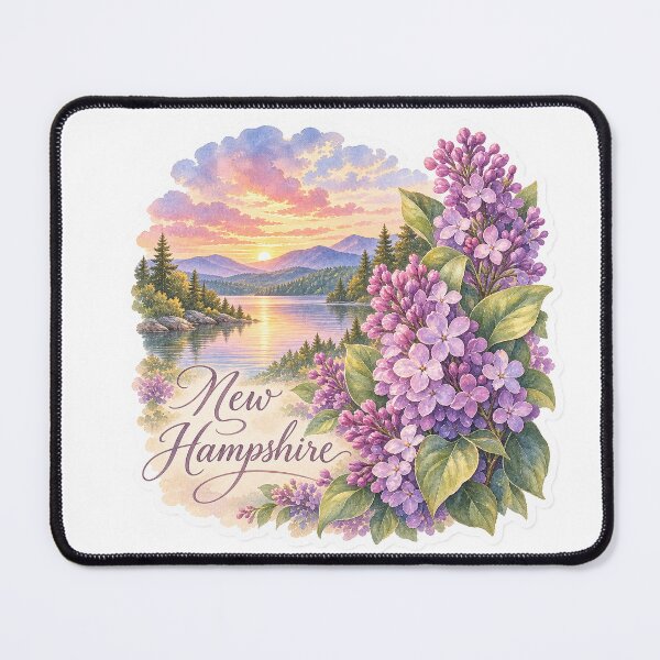 Item preview, New Hampshire Purple Lilacs Mountain Lake designed and sold by Whimspired By Paxx.
