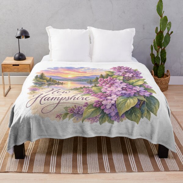 Item preview, New Hampshire Purple Lilacs Mountain Lake designed and sold by Whimspired By Paxx.