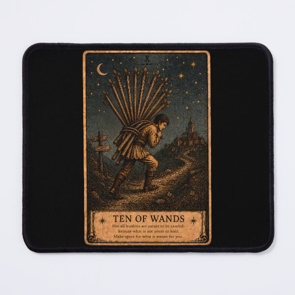 Item preview, Ten of Wands Tarot Card - Mystical Responsibility & Perseverance Illustration designed and sold by ArcanaAbsolute.