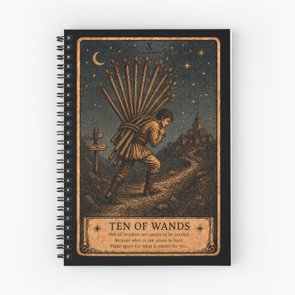 Item preview, Ten of Wands Tarot Card - Mystical Responsibility & Perseverance Illustration designed and sold by ArcanaAbsolute.