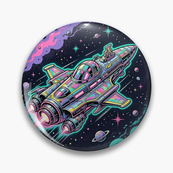 Item preview, Neon Spaceship – Retro Futuristic Cosmic Illustration designed and sold by Dogandesighn.