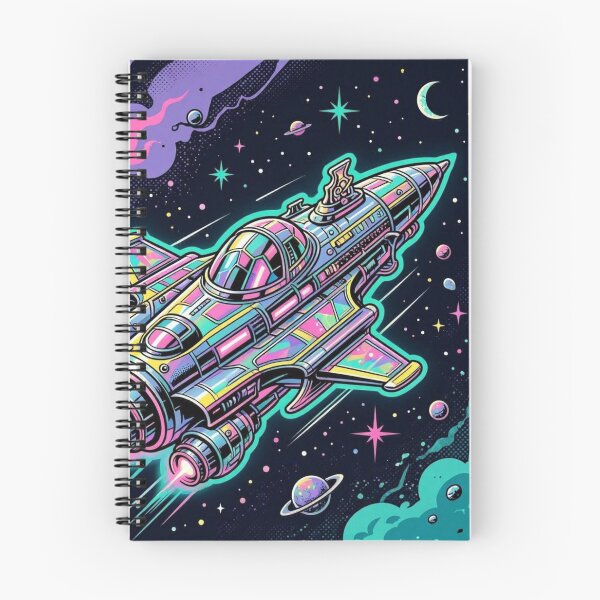 Item preview, Neon Spaceship – Retro Futuristic Cosmic Illustration designed and sold by Dogandesighn.