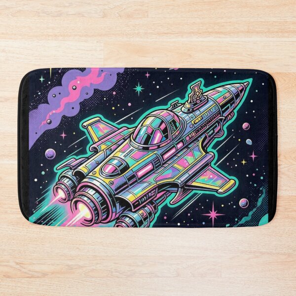 Item preview, Neon Spaceship – Retro Futuristic Cosmic Illustration designed and sold by Dogandesighn.