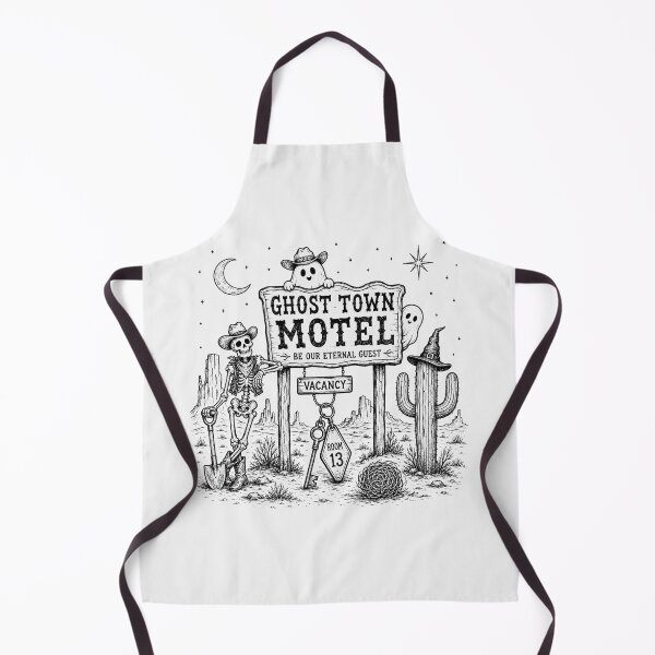 Item preview, Ghost Town Motel Be Our Eternal Guest Retro Western Halloween Skeleton Cowboy Ghost Desert Motel Key Room 13 designed and sold by Yellowriversss.