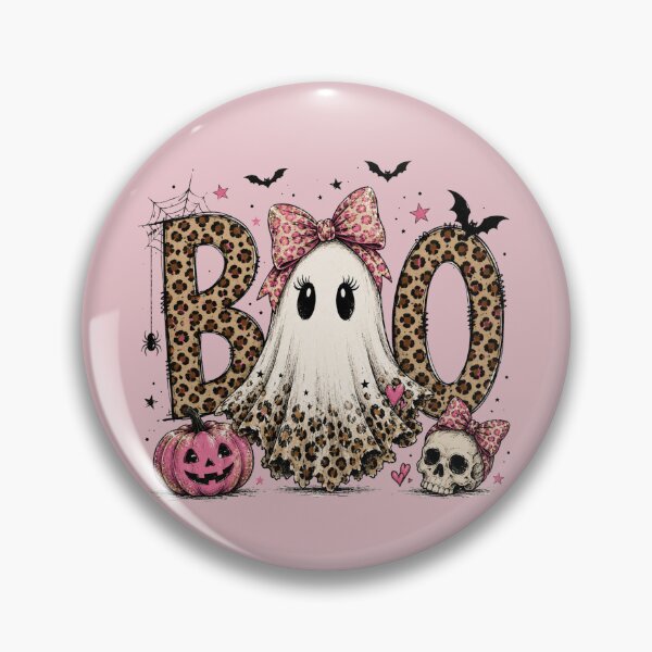 Item preview, Boo Leopard Print Ghost Cute Pink Halloween Pumpkin Skull Graphic designed and sold by DianaVape.