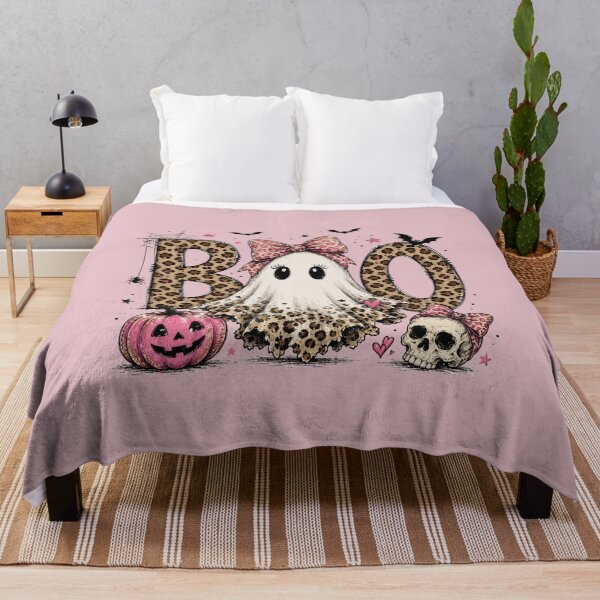 Item preview, Boo Leopard Print Ghost Cute Pink Halloween Pumpkin Skull Graphic designed and sold by DianaVape.