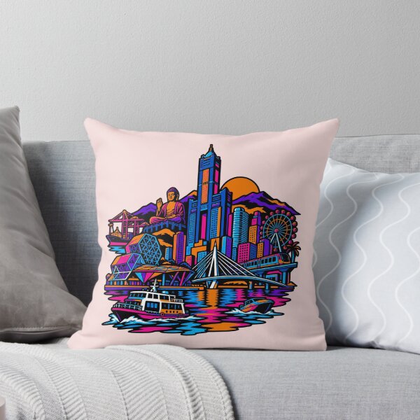 Item preview, Kaohsiung Taiwan City Skyline Buddha Neon Synthwave Travel designed and sold by KungPowUnicorn.