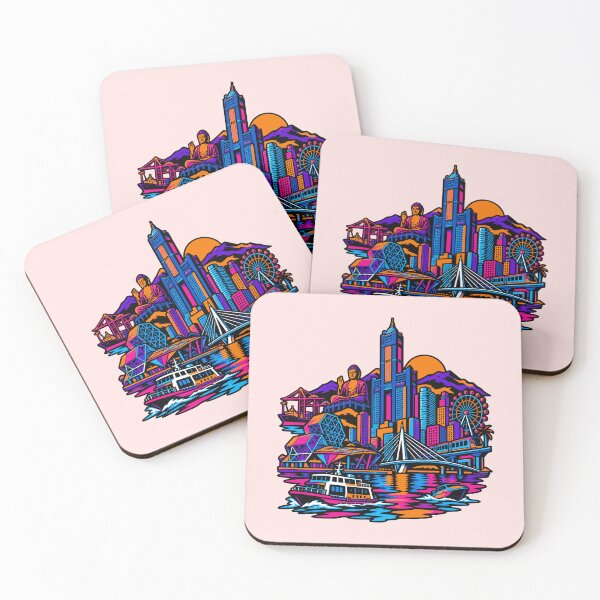 Item preview, Kaohsiung Taiwan City Skyline Buddha Neon Synthwave Travel designed and sold by KungPowUnicorn.