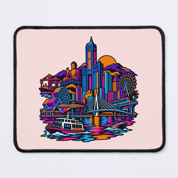Item preview, Kaohsiung Taiwan City Skyline Buddha Neon Synthwave Travel designed and sold by KungPowUnicorn.