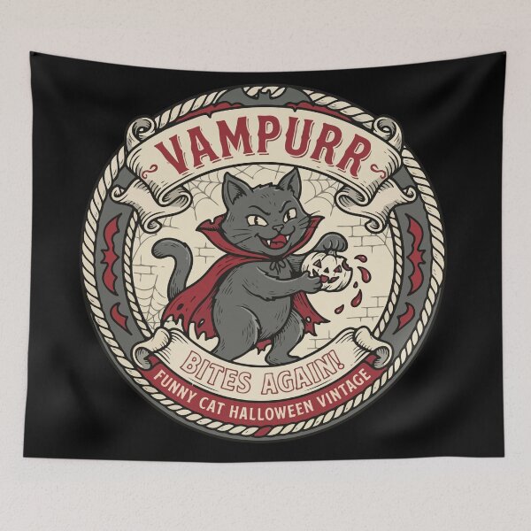 Item preview, Vampurr Bites Again Funny Cat Halloween Vintage designed and sold by Brexmore3.