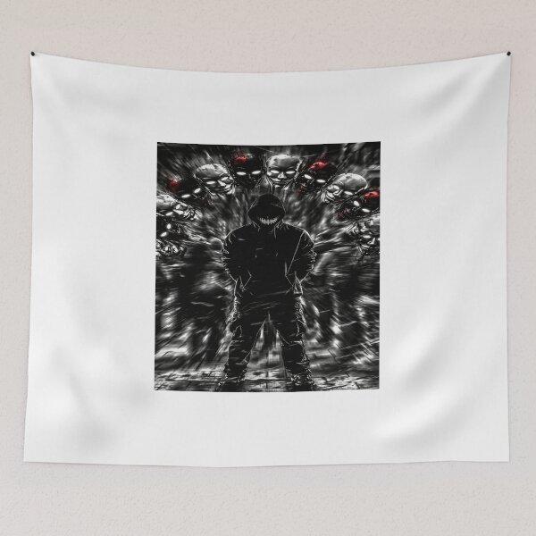 Item preview, Surreal Mask Circle – Mysterious Faces Dark Psychedelic Streetwear designed and sold by Bathu Designs.