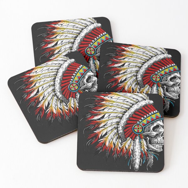 Item preview, Colorful Native American Chief Skull designed and sold by sharpekins.