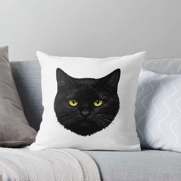 Item preview, Black Cat Face With Yellow Eyes Illustration designed and sold by SoyLamderma.