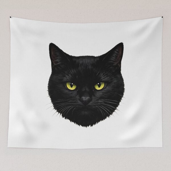 Item preview, Black Cat Face With Yellow Eyes Illustration designed and sold by SoyLamderma.