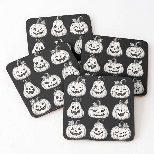 Item preview, Nine White Pumpkins Cute Spooky Faces Vintage Halloween Jack O Lantern Retro Aesthetic Fall designed and sold by Yellowriversss.