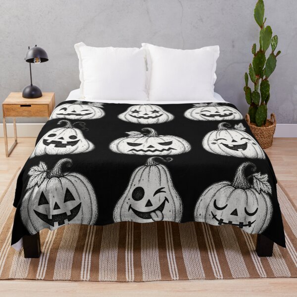 Item preview, Nine White Pumpkins Cute Spooky Faces Vintage Halloween Jack O Lantern Retro Aesthetic Fall designed and sold by Yellowriversss.