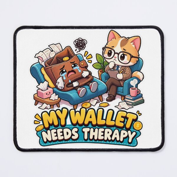 Item preview, My Wallet Needs Therapy Funny Cat Therapist Sticker designed and sold by carestazafeli.
