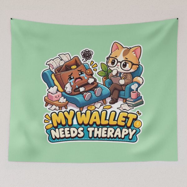 Item preview, My Wallet Needs Therapy Funny Cat Therapist Sticker designed and sold by carestazafeli.