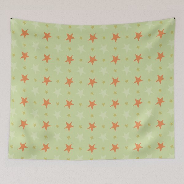 Item preview, Green and Orange Star Pattern designed and sold by The Innocent Ghost Project.