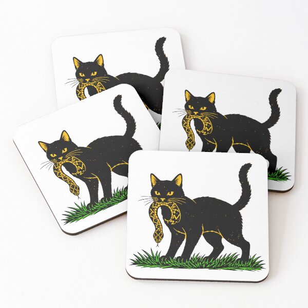 Item preview, Black Cat With Rattlesnake Vintage Art designed and sold by SoyLamderma.