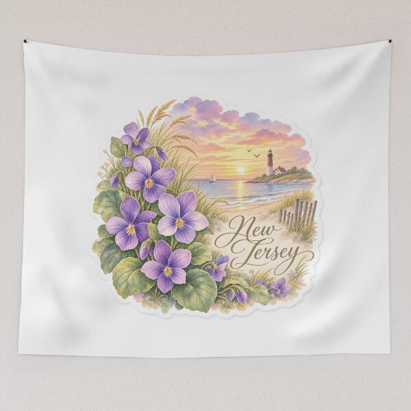 Item preview, New Jersey Violets Shoreline Lighthouse designed and sold by Whimspired By Paxx.