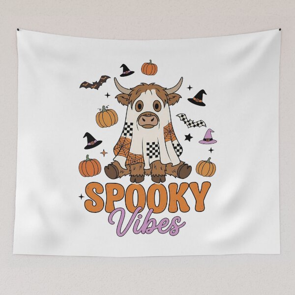 Item preview, Spooky Vibes Cute Ghost Highland Cow Halloween designed and sold by KroghDs.