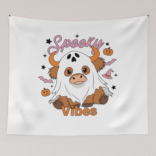 Item preview, Spooky Vibes Ghost Highland Cow Halloween designed and sold by KroghDs.