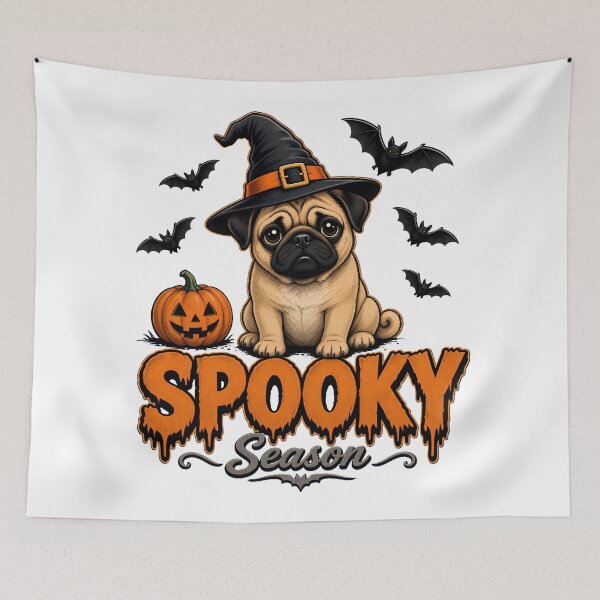 Item preview, Spooky Season Witch Pug Halloween Art designed and sold by TshirtsOnline-.