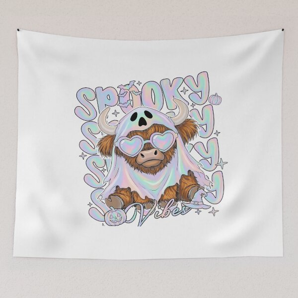 Item preview, Spooky Vibes Cute Ghost Highland Cow Halloween designed and sold by KroghDs.