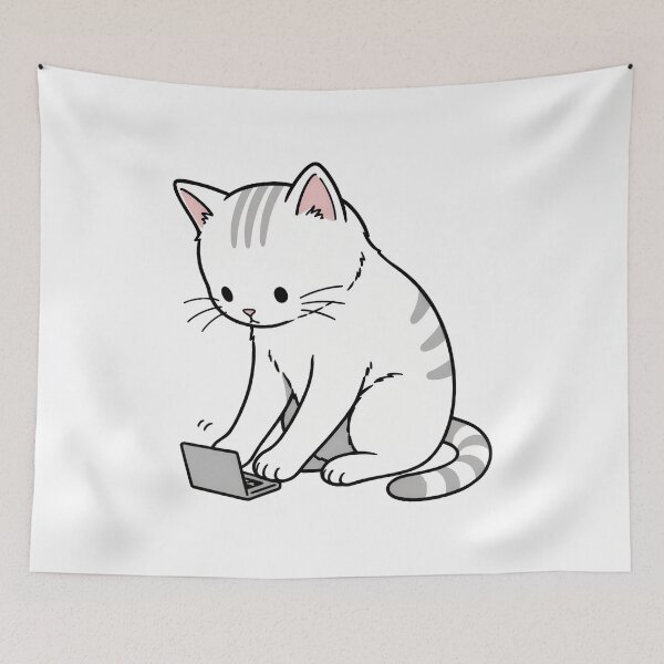 Item preview, Cute Kitten Typing on Laptop Illustration designed and sold by SoyLamderma.