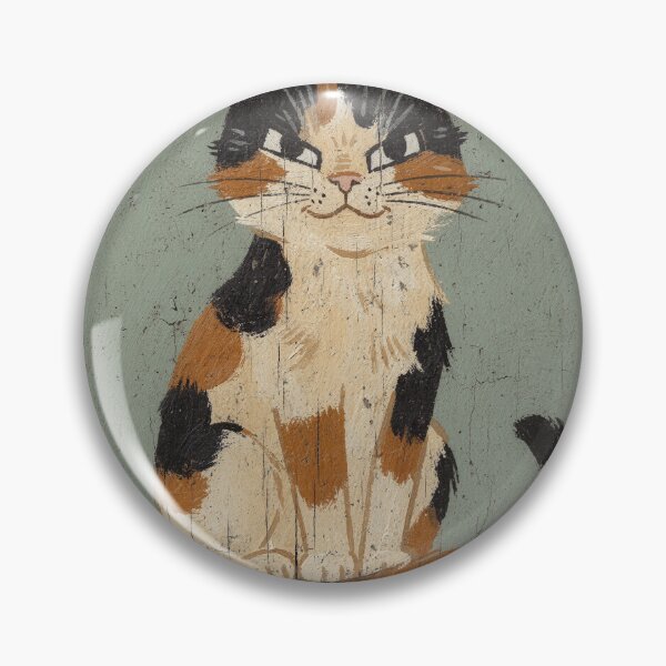 Item preview, Judgmental Calico Folk Art Cat designed and sold by PictorialWhimsy.