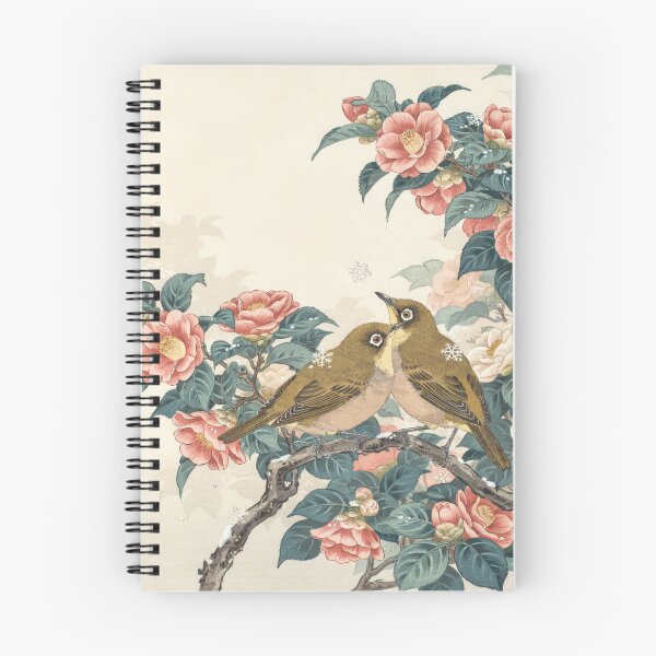 Item preview, Japanese White-Eye Among Winter Camellias – Ohara Koson Inspired Shin-Hanga Japanese Bird Art designed and sold by Tamas Das.