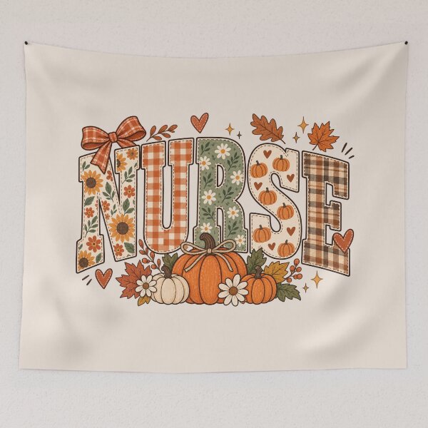 Item preview, Retro Fall Nurse Pumpkin, Autumn Nurse, Fall Gingham Pumpkin, Cute Girly Thanksgiving, Vintage Seasonal Nurse Gift designed and sold by Quiajia.
