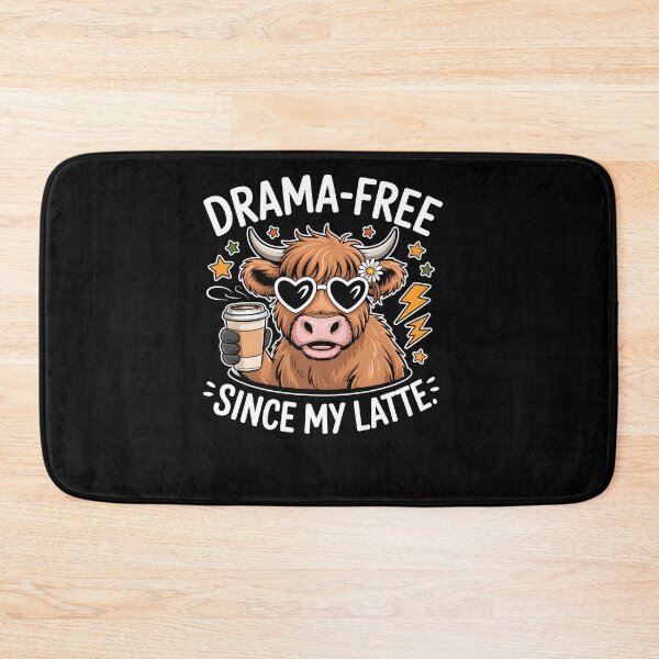 Item preview, Drama-Free Since My Latte Highland Cow Wearing Heart designed and sold by MarlaMaloneShop.